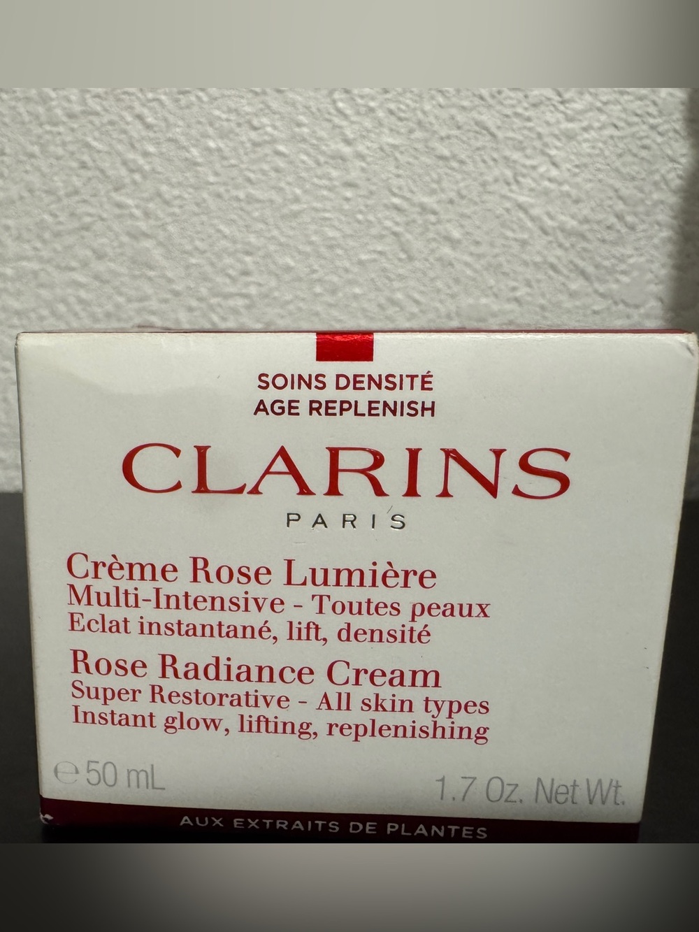 Clarins Rose Radiance Cream - White and Red Packaging